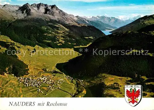 AK / Ansichtskarte Nauders Tirol Luftaufnahme Reschensee Ortler Kat. Nauders