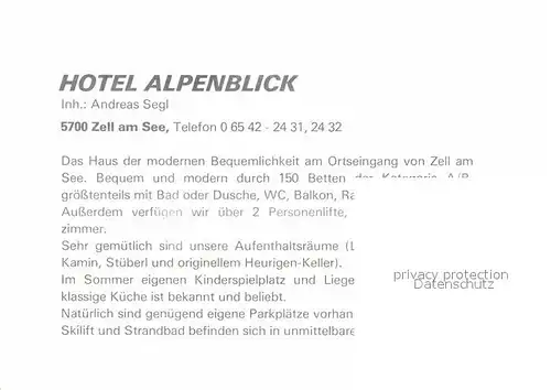 AK / Ansichtskarte Zell See Hotel Alpenblick Kat. Zell am See