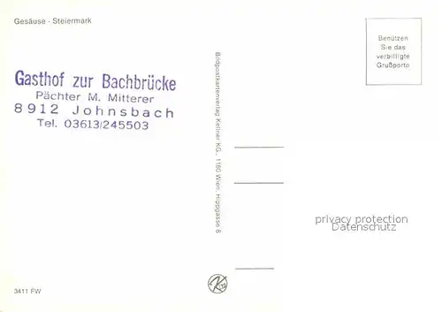 AK / Ansichtskarte Johnsbach Steiermark Gasthof Bachbruecke Kat. Johnsbach