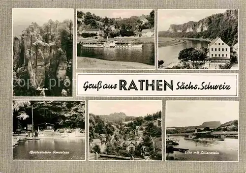AK / Ansichtskarte Rathen Saechsische Schweiz Bastei Bootsstation Amselsee Elbe Lilienstein  Kat. Rathen Sachsen