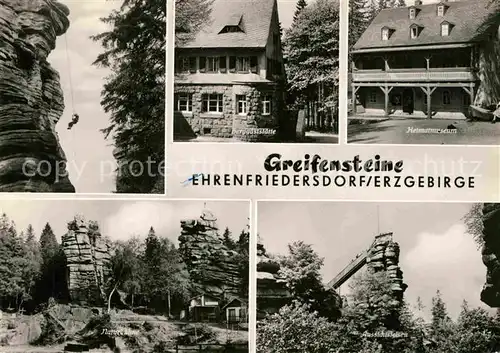 AK / Ansichtskarte Ehrenfriedersdorf Erzgebirge Greifensteine Aussichtsfelsen Heimatmuseum Berggaststaette Kat. Ehrenfriedersdorf