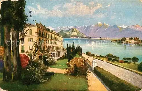 AK / Ansichtskarte Lago Maggiore Panorama Alpen Kuenstlerkarte Kat. Italien