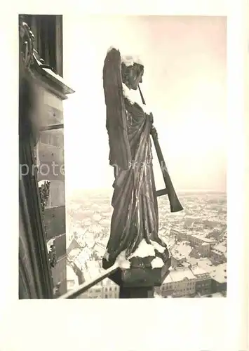 AK / Ansichtskarte Freiburg Breisgau Posaunenengel am Muensterturm Handabzug Kat. Freiburg im Breisgau