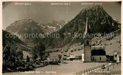 AK / Ansichtskarte Brand Vorarlberg Ortsansicht mit Kirche Alpenpanorama Kat. Brand