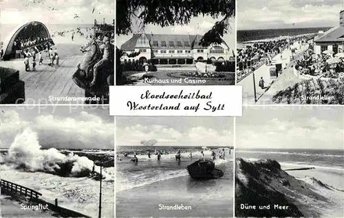 AK / Ansichtskarte Westerland Sylt Kurhaus Casino Strandleben Promenad Konzertplatz Kat. Westerland