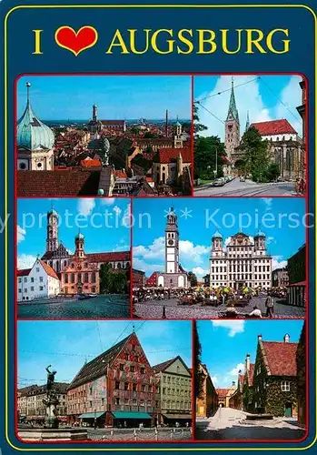 AK / Ansichtskarte Augsburg Panorama Kirchen Rathaus Marktplatz Brunnen Kat. Augsburg