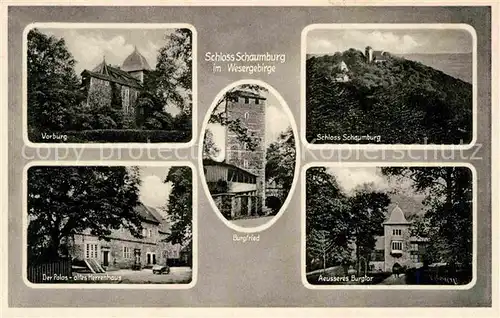 AK / Ansichtskarte Schaumburg Rinteln Vorburg Burgfried Schloss Schaumburg Altes Herrenhaus aeusseres Burgtor Kat. Rinteln