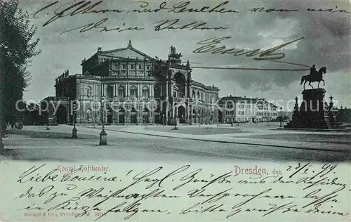 Dresden Koenigliches Hoftheater Kat. Dresden Elbe