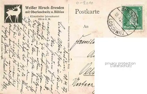 Weisser Hirsch Oberloschwitz Buehlau Kat. Dresden