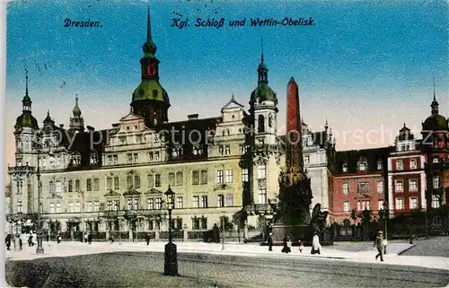 Dresden Koenigliches Schloss Wettin Obelisk Kat. Dresden Elbe