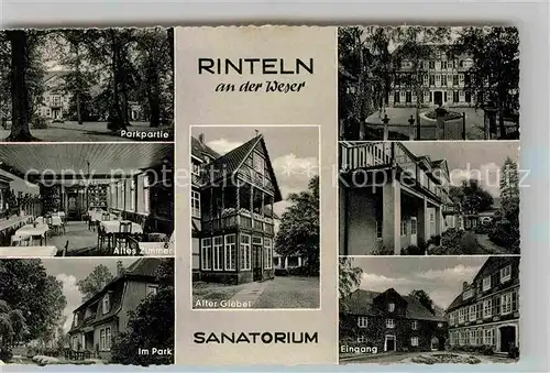 AK / Ansichtskarte Rinteln Weser Sanatorium Parkpartie Altes Zimmer Alter Giebel Eingang Kat. Rinteln