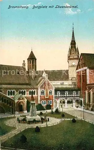 AK / Ansichtskarte Braunschweig Burgplatz mit Loewendenkmal Kat. Braunschweig