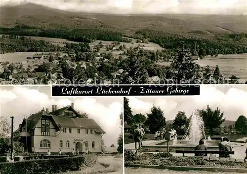 AK / Ansichtskarte Lueckendorf Brunnen Kurpark Fliegeraufnahme Blick von Brandhoehe Kat. Kurort Oybin