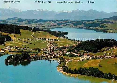 AK / Ansichtskarte Mattsee Salzburg Fliegeraufnahme mit Obertrumer See Kat. Mattsee