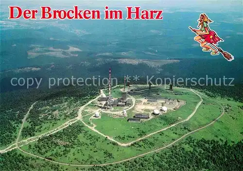 AK / Ansichtskarte Brocken Harz Hexe Fliegeraufnahme