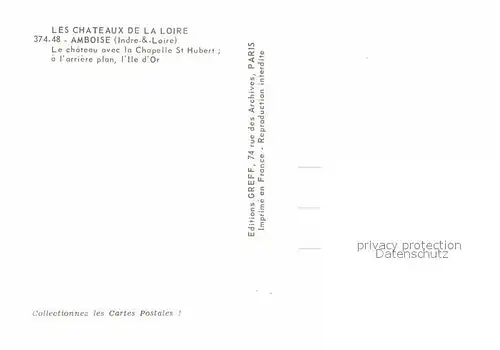 AK / Ansichtskarte Amboise Chateau Chapelle St Hubert Ile d Or Collection Les Chateaux de la Loire vue aerienne Kat. Amboise