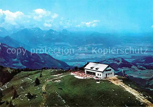 AK / Ansichtskarte Hochrieshuette Gipfelhaus mit Blick auf Wendelstein Fliegeraufnahme Kat. Rosenheim