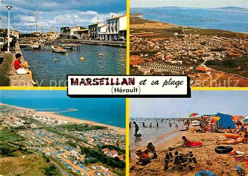 AK / Ansichtskarte Marseillan Herault Port de Plaisance Station balneaire Plage vue aerienne Kat. Marseillan