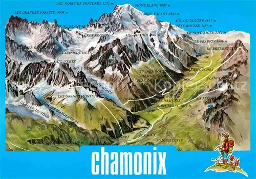 AK / Ansichtskarte Chamonix Mont Blanc Gebirgspanorama aus der Vogelperspektive Kat. Chamonix Mont Blanc