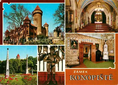 AK / Ansichtskarte Konopiste Tschechien Zamek Schloss Kapelle Rosengarten Zeughaus Wrtba Saal Kat. Tschechische Republik