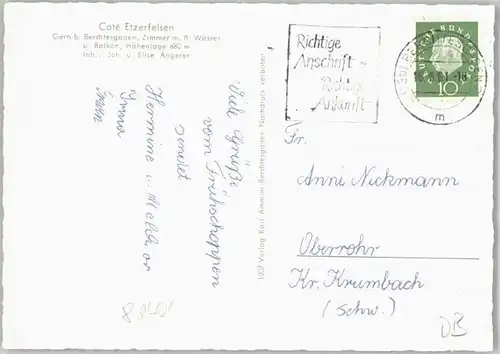 Gern bei Berchdesgaden Cafe Etzerfelsen x 1961