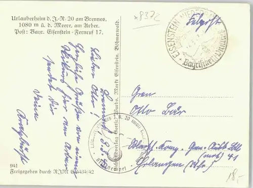 Bayerisch Eisenstein Feldpost x 1943