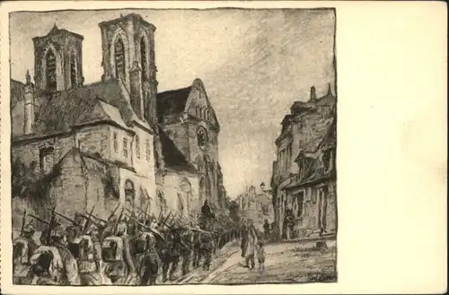 Saint-Martin Laon Einmarsch Soldaten Kuenstler Karl Lotze *
