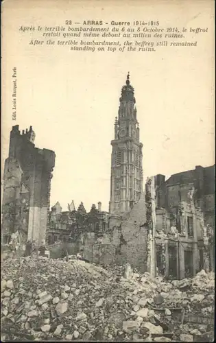 Arras Guerre Bombardement Beffroi Zerstoerung x