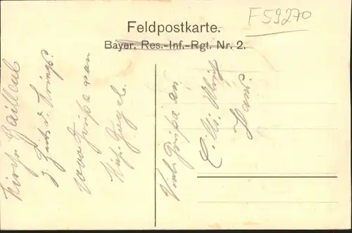 Bailleul [Handschriftlich] Kirche Bayer Res Inf Rgt Nr 2 *