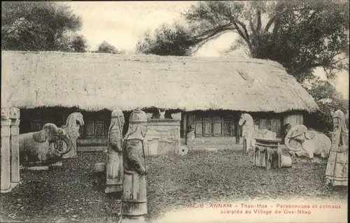 Than-Hoa Annam Personnages animaux Village Pagode Cua Nhap *