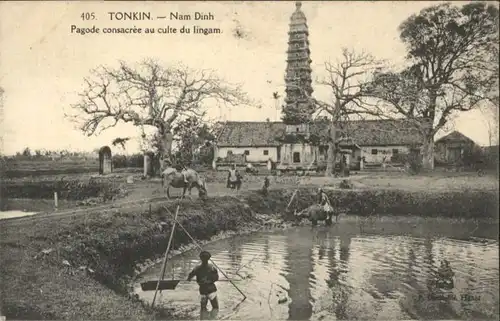 Nam-Dinh Tonkin Pagode Consacree Culte Lingam *