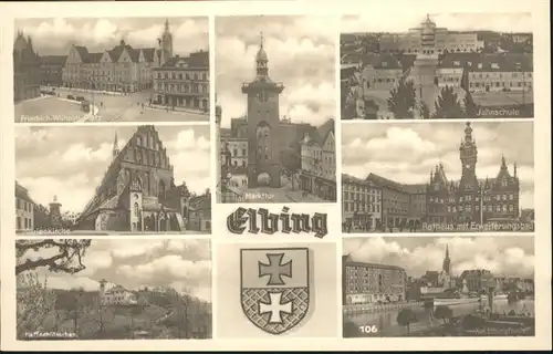 Elbing Elbing Friedrich Wilhelm Platz Jahnschule Rathaus Marien Kirche  * / Polen /Polen