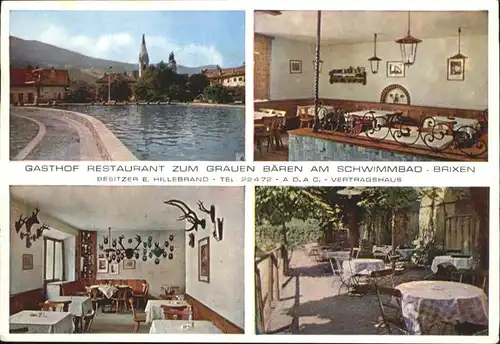 Brixen Gasthof Restaurant zum Grauen Baeren am Schwimmbad Besitzer E. Hillebrand / Italien /Italien