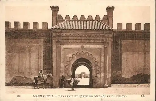Marrakech Remparts Porte Mechouar Sultan Esel  / Marokko /Marokko