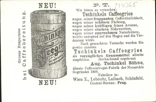 Werbung Tschinkels Kaffeegries  Kat. Werbung