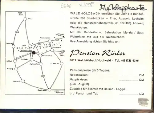 Waldhoelzbach Aufklappkarte Pension Roeder