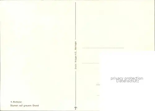 Muntwyler H. Blumen auf grauem Grund Kat. Kuenstlerkarte