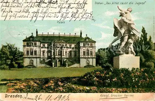 Dresden Palais Kgl Grosser Garten Statue Das Alter raubt die Jugend Kat. Dresden Elbe