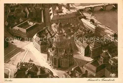 Dresden Neumarkt und Frauenkirche Fliegeraufnahme Kat. Dresden Elbe