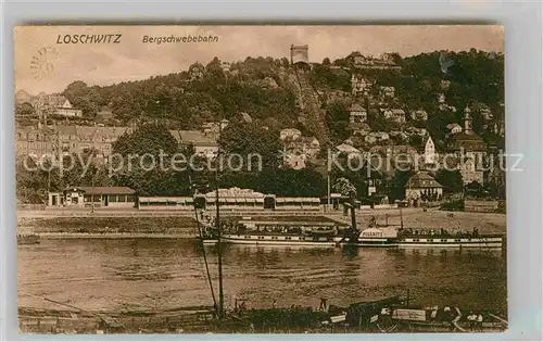 Loschwitz Bergschwebebahn Elbdampfer Kat. Dresden