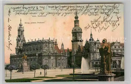 Dresden Kath Hofkirche Kgl Schloss Koenig Johann Denkmal Kat. Dresden Elbe