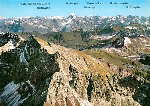 AK / Ansichtskarte Nebelhorn Allgaeuer Alpen mit Hochvogel und Lechtaler Alpen Fliegeraufnahme Kat. Oberstdorf