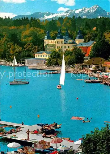 Velden Woerther See Schlosshotel Badeplatz Wassersport Mittagskogel Karawanken Kat. Velden am Woerther See