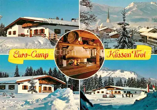 Koessen Tirol Euro Camp Campingplatz Restaurant Kaiseralm Kamin Winterpanorama Kaisergebirge Kat. Koessen