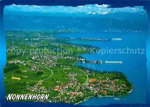 AK / Ansichtskarte Nonnenhorn mit Alpenpanorama Fliegeraufnahme Kat. Nonnenhorn Bodensee