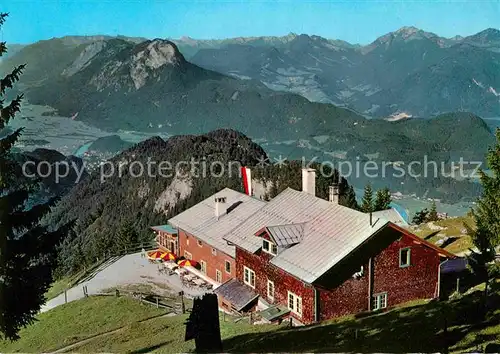 Vorderkaiserfeldenhuette Panorama Blick auf Kufstein Rofangebirge Karwendelgebirge Kat. Wildermieming