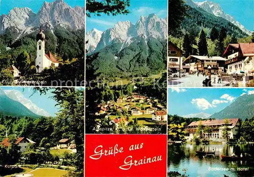 Grainau Alpspitze Waxenstein Badersee mit Hotel Kurpark  Kat. Grainau