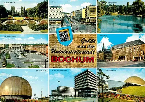 Bochum Stadtpark Rosengarten City Hauptbahnhof Planetarium Ruhr Universitaet Sernwarte Kat. Bochum