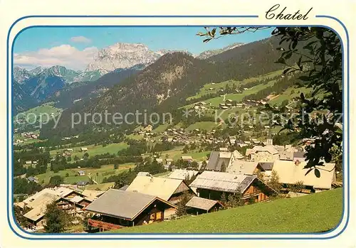 Chatel Haute Savoie Vue generale au fond les Cornettes de Bises Kat. Chatel