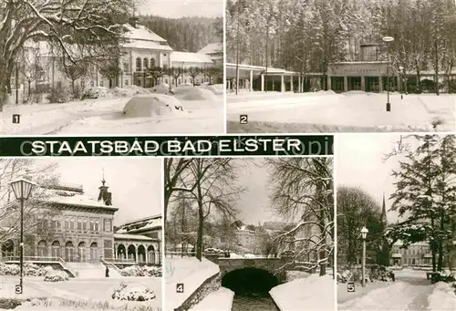 Bad Elster Badehaus Marienquelle Kurhaus Sanatorium Karl Marx Hof Rosengarten im Winter Kat. Bad Elster